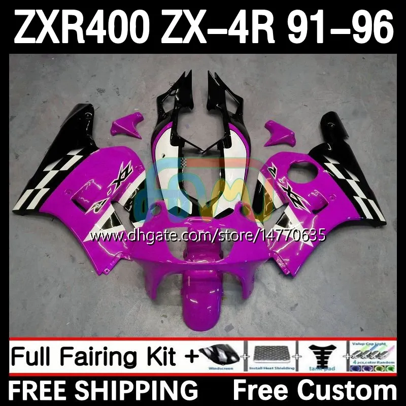 Zestaw Fairings dla Kawasaki Ninja ZX4R 400CC ZXR-400 1991 1992 1993 94 95 96 Body 12DH.98 ZXR 400 CC ZX-4R ZX 4R Traping ZXR400 91 92 93 1994 1995 1996 Body Rose Black