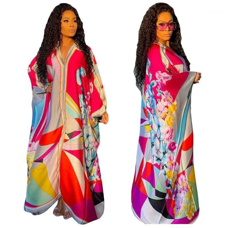 African Dresss For Women 2022 Summer Printing Plus Size Long Dress Clothes Print Dresses Ethnic Clothing