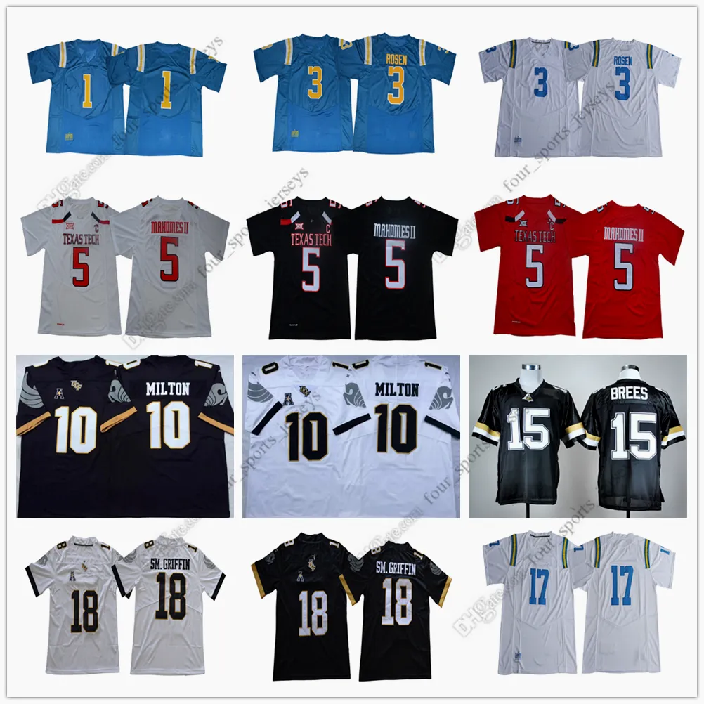 NCAA Football Jersey 5 Patrick Mahomes II 15 Drew Brees 10 McKenzie Milton 18 Shaquem Griffin 1 Soso Jamabo 3 Josh Rosen 17 Christian Pabico