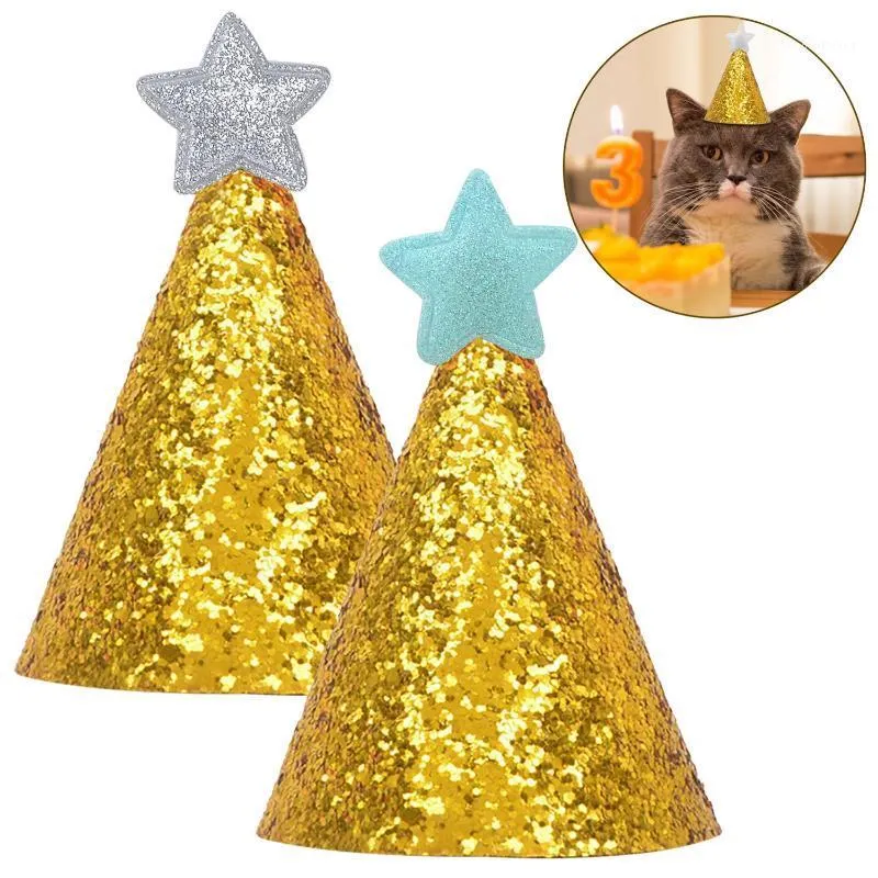 Dog Apparel High Quality Headwear Pet Birthday Hats Glitter Star Decor Sequins Puppy Party Costume Cat Hat AccessoryDog