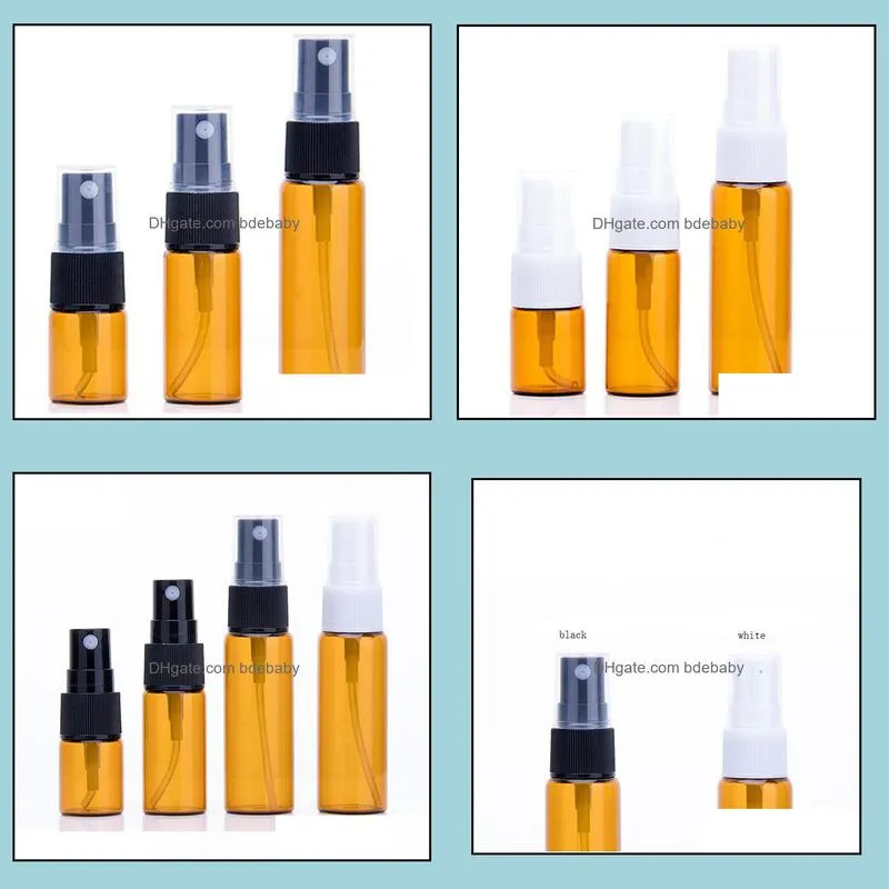 200pcs/lot 5ml amber glass vials sample perfume spray bottle thin glass tube travel vials mist sprayer sn3775