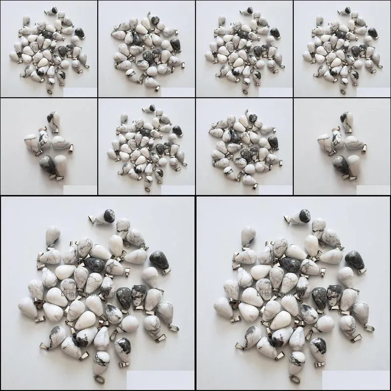 wholesale 50pcs/lot natural white turquoise stone water drop charms pendants for women jewelry gift diy