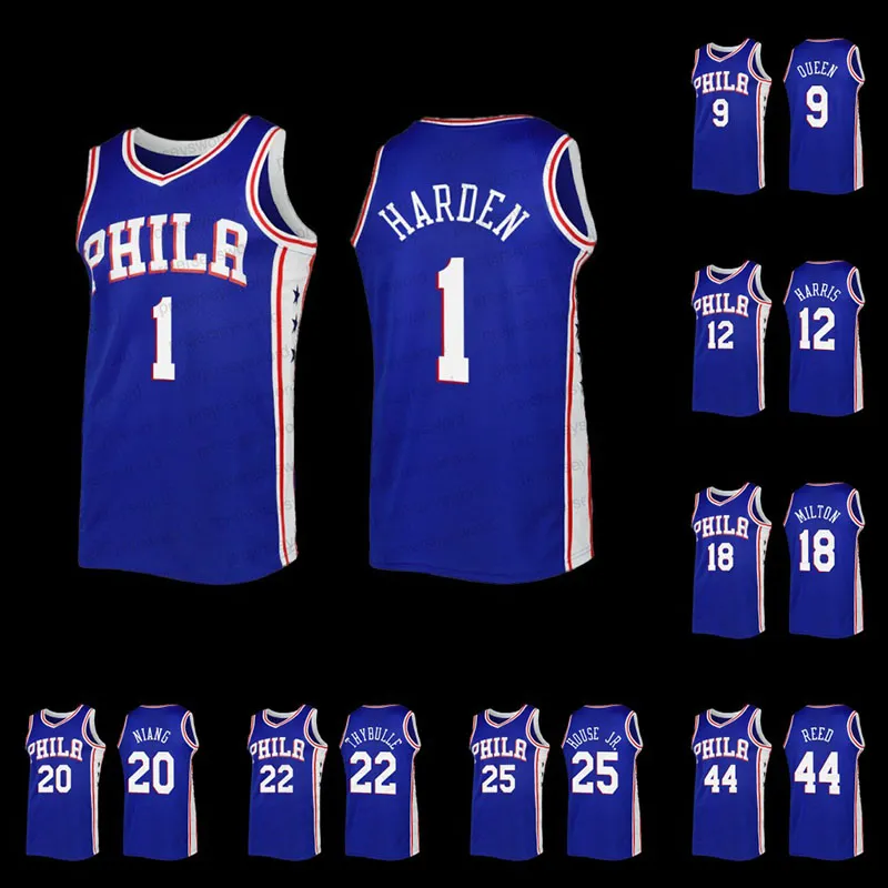 2022-23 Royal Jersey 1 James Harden 9 Trevelin Queen 12 Tobias Harris 18 Shake Milton 21 Joel Embiid 22 Matisse Thybulle 23 Charles Bassey 25 Danuel House Jr. 44 Paul Reed