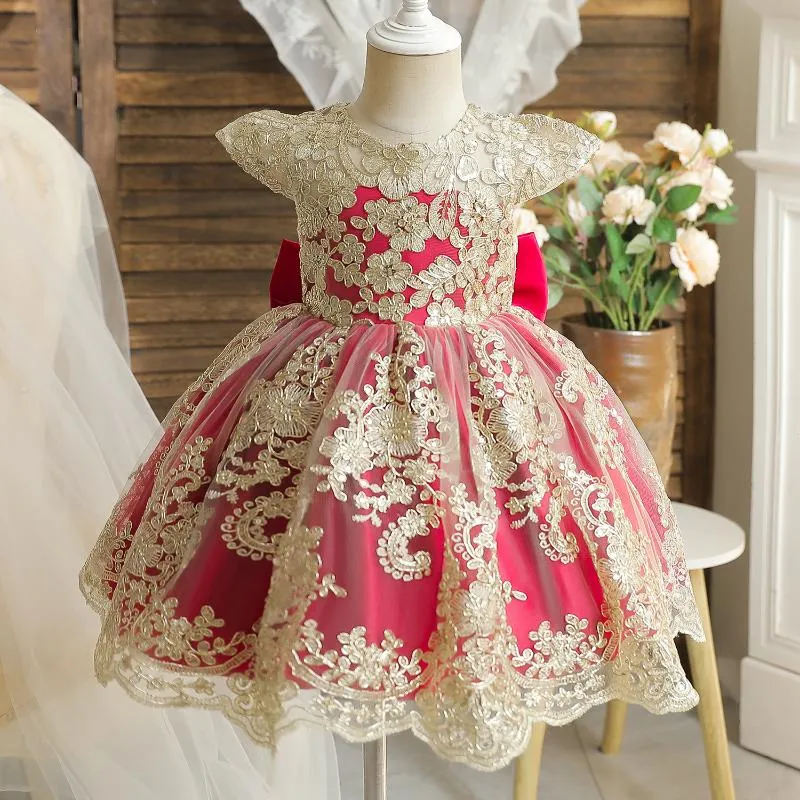 Robe de princesse brodée pour filles, tenue de fête d'anniversaire