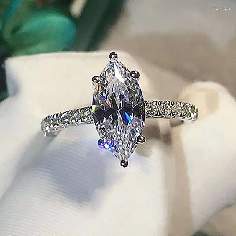 Wedding Rings White Gold Filled Marquise Zircon For Women Engagement Jewelry Crystal Stone Ring Female Luxury AccessoryWedding Edwi22