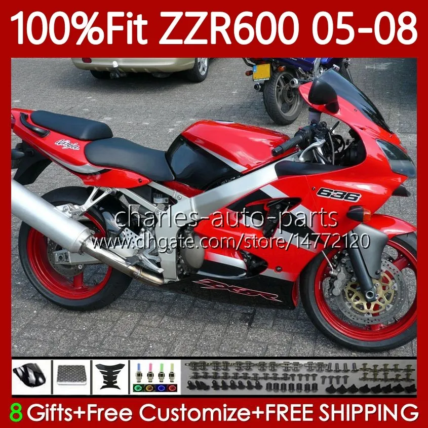 Fairings Emergency Survival Kit For Kawasaki Ninja ZZR600 05 08 OEM Bodywork In Red Black 100 Fit Injection Mold Body Part No. 134No.169 From Charles Auto Parts 416.49 DHgate.Com