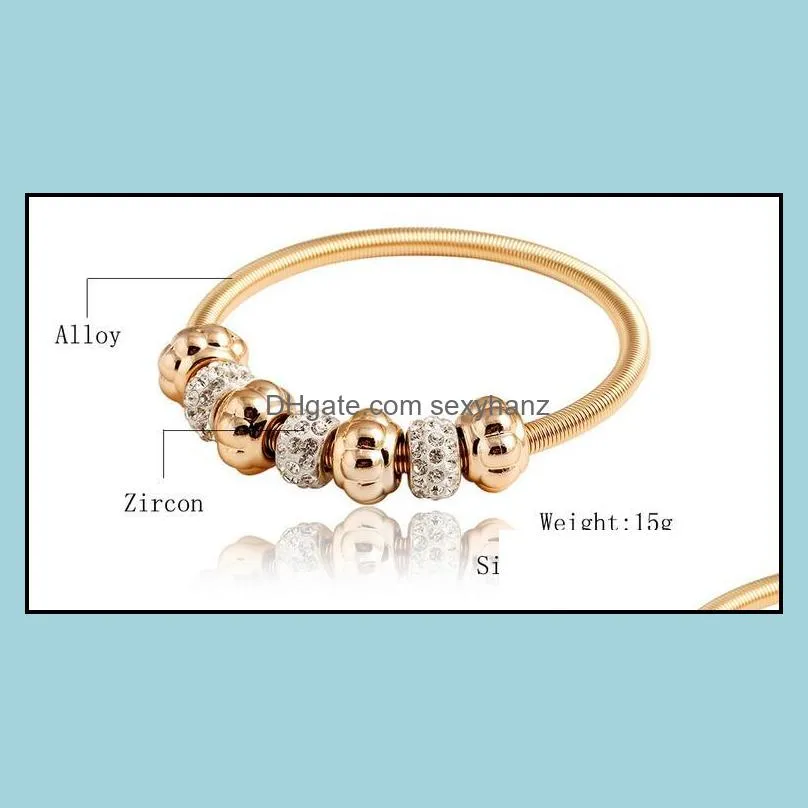 top grade gold bracelets hot sale fashion cz diamond rhinestone crystal elastic cuff bracelet bangles for women girl jewelry wholesale