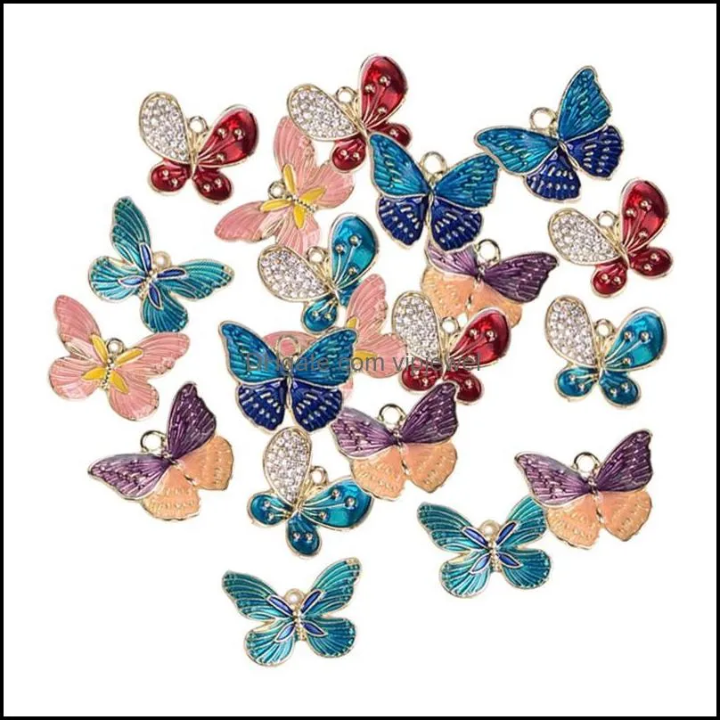 charms pieces mixed color butterfly pendant jewelry making diy makingcharms