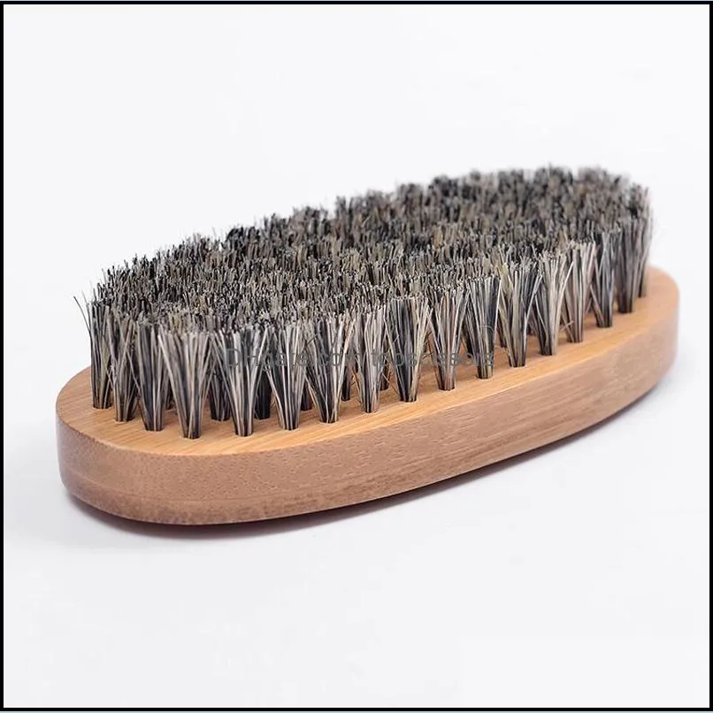 New Arrival Natural Bamboo Boar Bristle Beard Brush Mustache Men`s Beard Brush Message Facial Hair Beard Oil Shaving Brush Tool