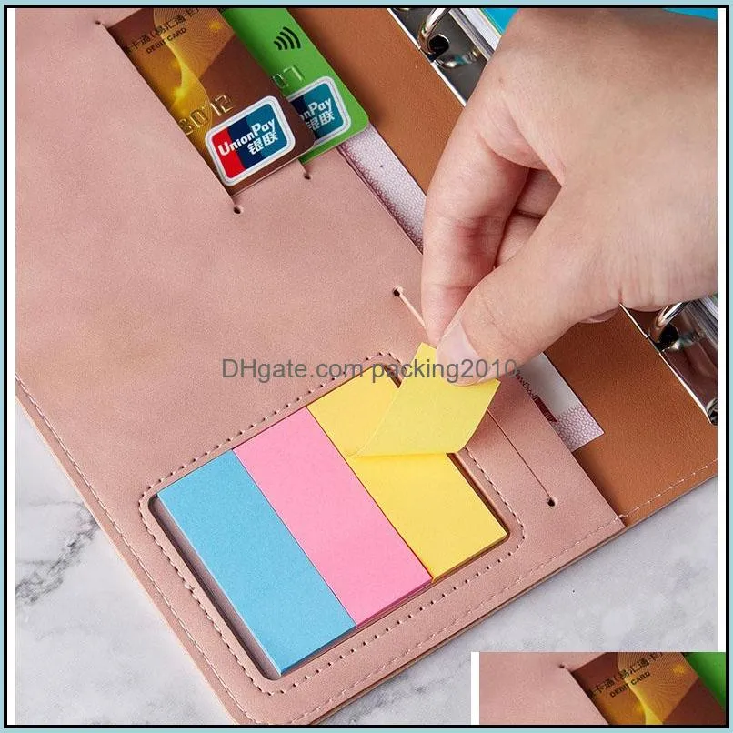 a6 pu leather notebook cover loose-leaf binder budget planner organizer 6 ring binder 12 storage pockets expense budget sheets