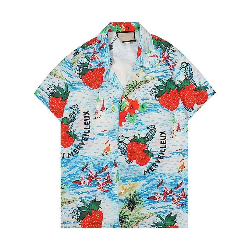 Mens Designer Slim Fit Dress Shirts Hawaiian Flower Solid Color Turn-Down Collar Shorts Sleeved Fashion Casual Shirt Men Clothing