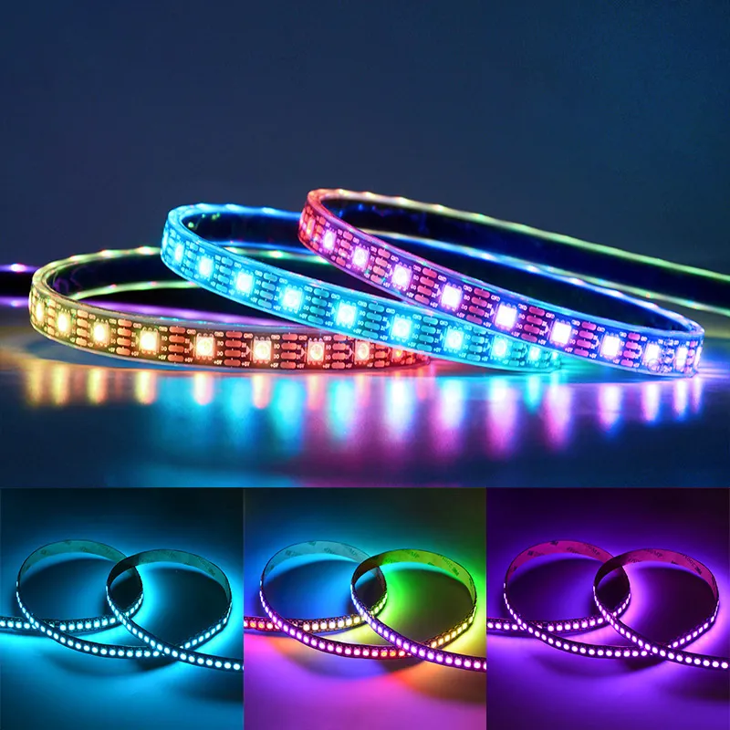 5V WS2812B Led Strip Light WS2812 RGB Leds Lights Individually Addressable  Smart Led Lighting Strips 2m 5m IP30 Black White