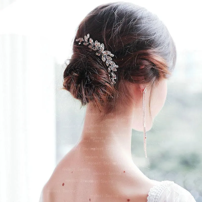 Başlıklar Şık Rhinestone Şubesi Düğün Saç Combs Klipler Resmi Kadın Kristal Gelin Mücevher Aksesuarları Başlık Başlık