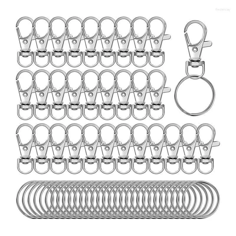 Keychains 60 Pieces Key Ring Clip Hooks Twist Locks Lanyard Snap With Split Rings Fred22