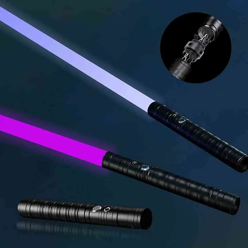 80 سنتيمتر البسيطة lightsaber rgb 7 ألوان تغيير المعادن مقبض الليزر السيف الثقيلة مبارزة الصوت اثنين في واحد ضوء صابر تأثيري المرحلة الدعائم G220414