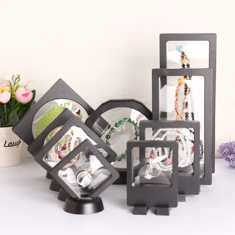 3D Floating Frame Jewelry Display Case Shadow Box With A Stand Picture Frame Rings Pendant Necklace Coins Medals Presentation Case