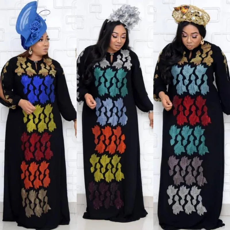 Vêtements ethniques Conception africaine Dashiki Robe Diamants Abaya Maxi Robes Bazin Vintage Robe à manches longues Robes Afrique Lady Party Mode