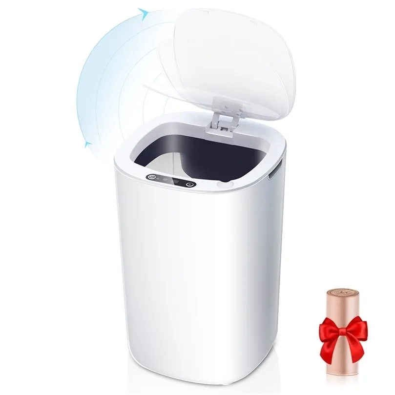 Smart Sensor Garbage Bin Kitchen Bathroom Toilet Trash Can Automatic Induction Waterproof Bin with Lid 220408