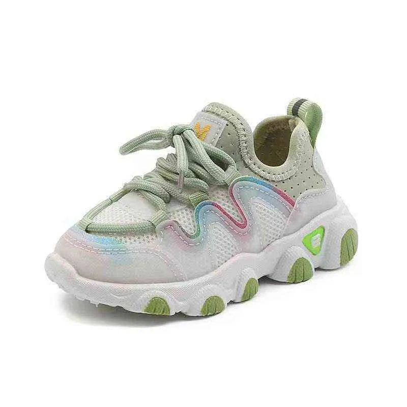 2022 Spring New Children's Soft-soled Non-slip Sports Shoes Elastic Breathable Running Shoes Baby Pedal Shoes Sneakers Fashion G220527