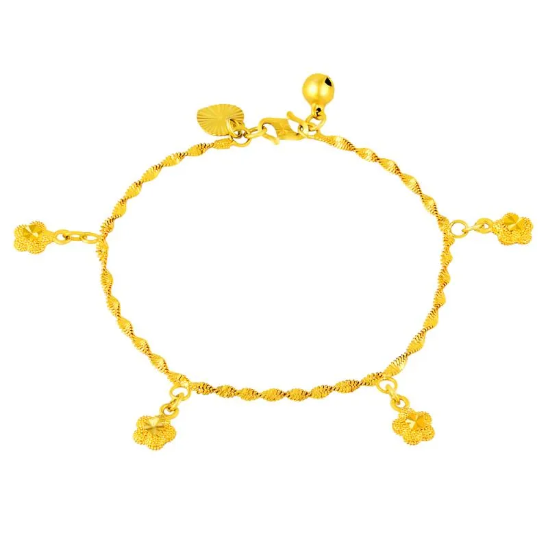Charm Bracelets Real Gold Bracelet 5 Stars Pendant Plated For Women's Wedding Jewelry GiftsCharm