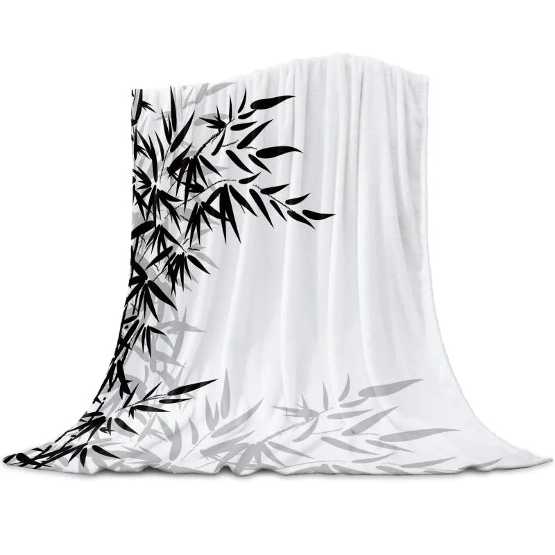 Cobertores preto e branco bambu lance cobertor casa decoração sofá quente microfibra para quarto