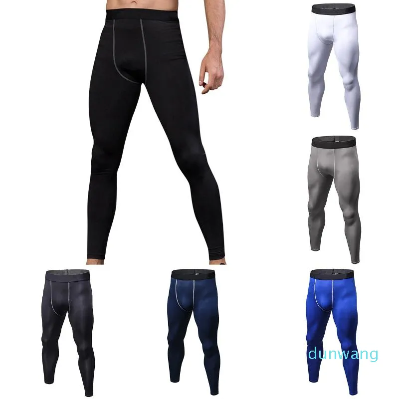 Herrbyxor herr mode fasta färger svettsäkra snabba torra andningsbara sport leggings komprimering tight joggar fitness byxor