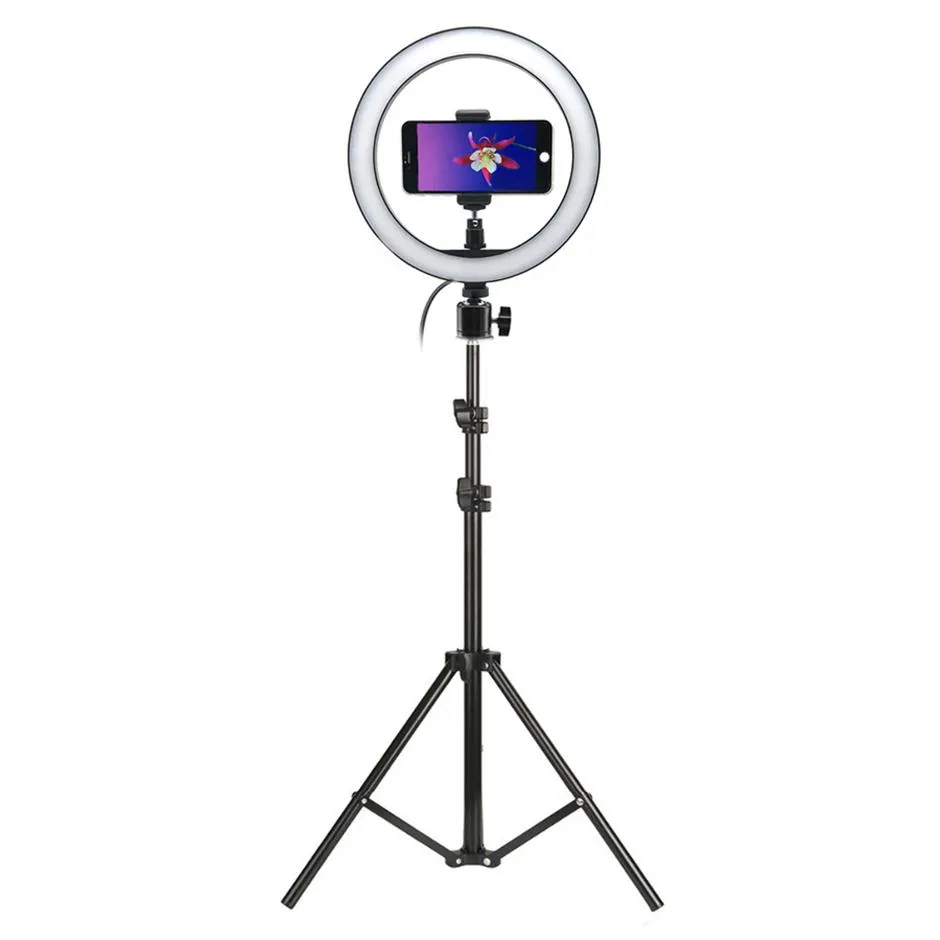 Pographie LED Selfie anneau lumière 10 pouces Po Studio caméra lumière avec trépied support pour Tik Tok VK Youtube vidéo en direct maquillage C100255O