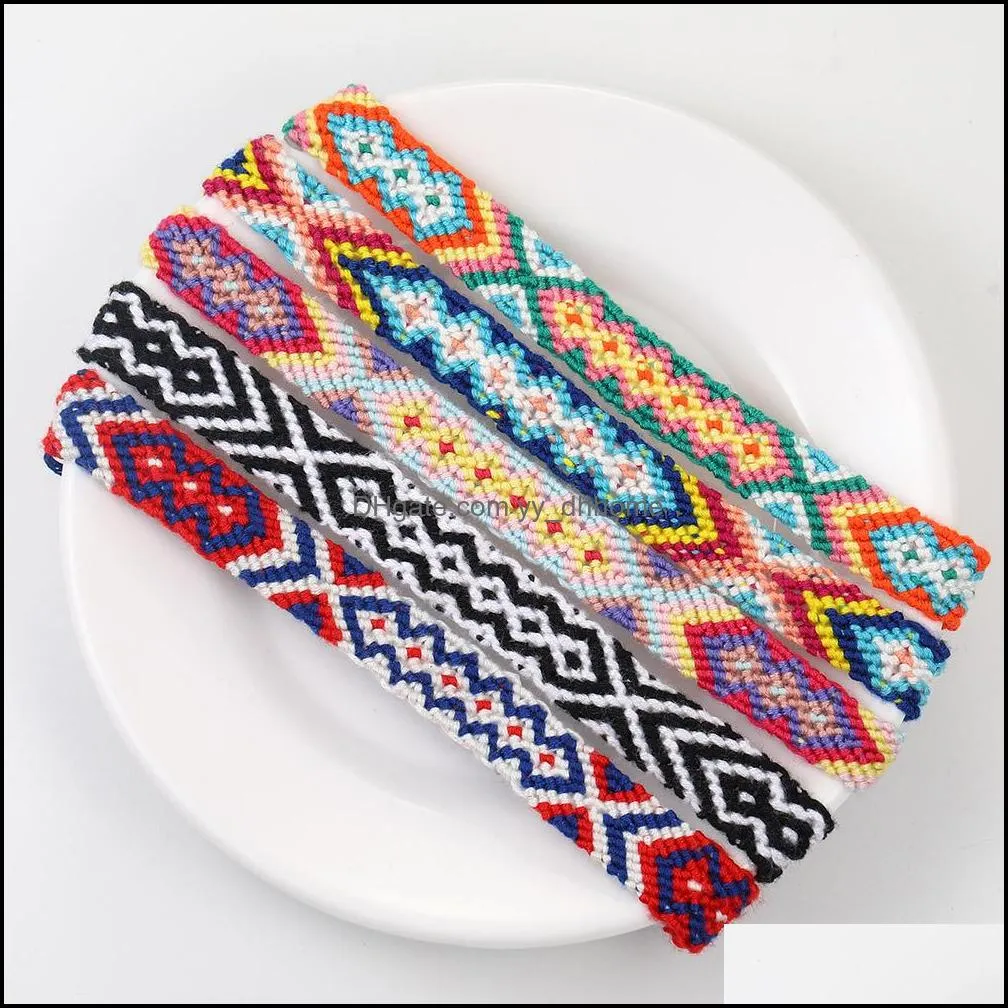 Bohemian Thread Bracelet Retro Handmade Boho Multicolor String Cord Woven Braided Friendship Bracelets For Women Men Lucky Jewelry