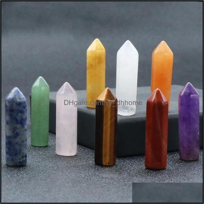 Natural stone 8*30mm hexagonal pyramid Chakra Healing Stones Guides Meditation ornaments jewelry accessory