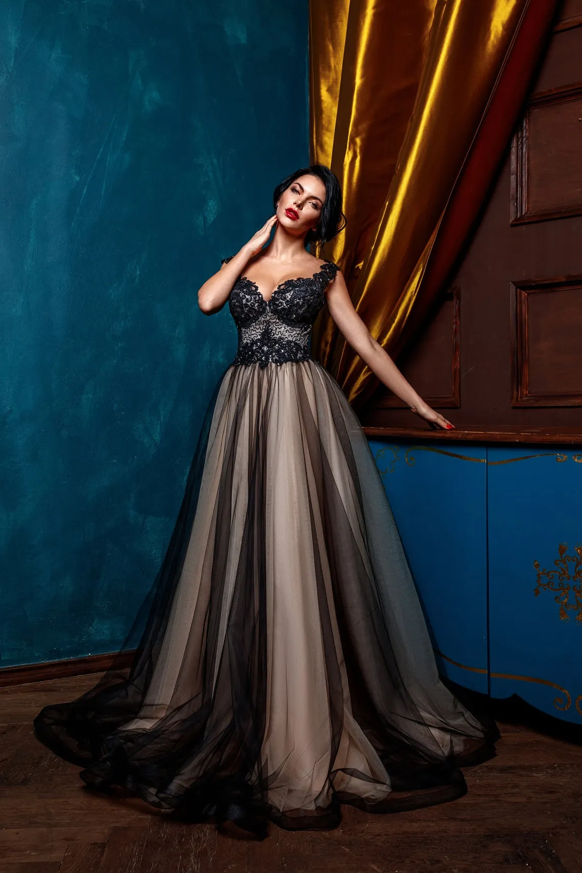 black sparkly wedding dress Black Sparkly Wedding Dress Ball Gown With Cape Veil