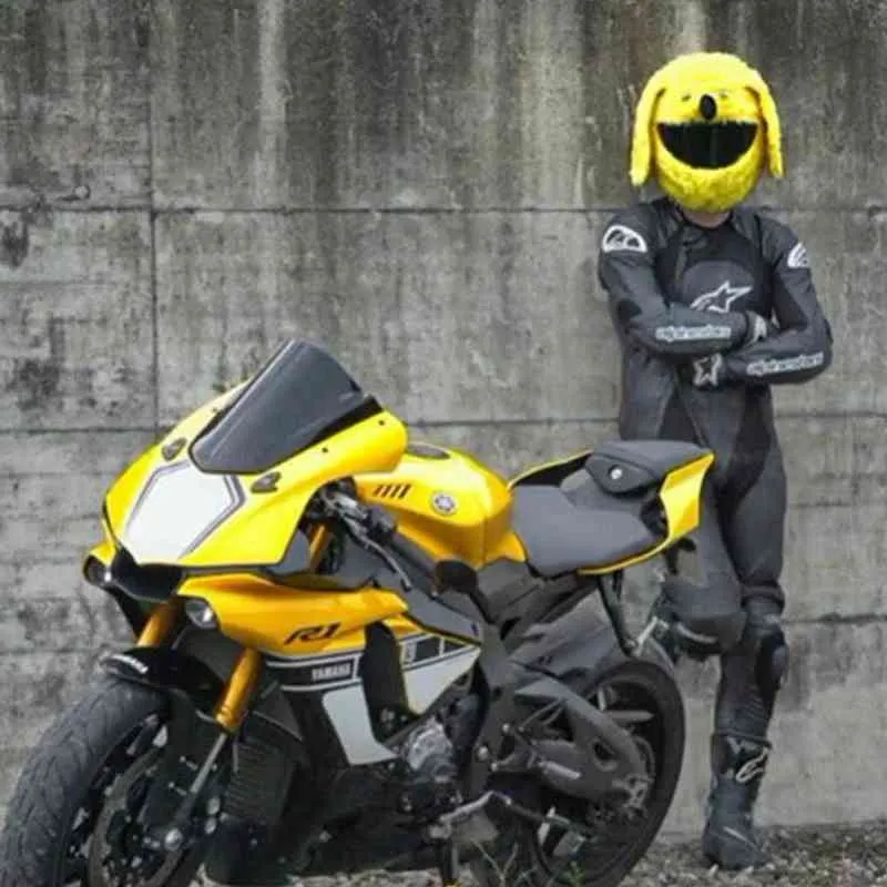 Housses de casque de moto Drôle de dessin animé Casque en peluche H