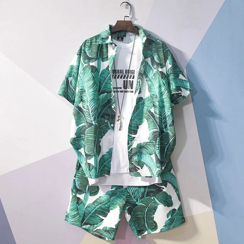 Strandkläder män hawaiian skjorta set modekläder streetwear kausala kust kläder andas coola shorts 220611