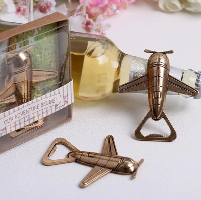 2 style Airplane Bottle Opener Antique Plane Shape Wedding Gift Party Favors Kitchen Aluminum Alloy Beer Openers Perfect Travel Aviation Gifts for