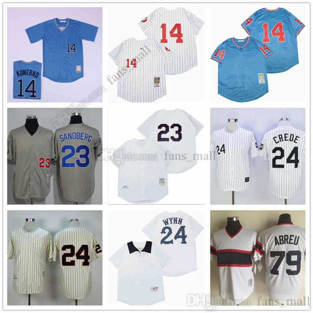 Movie Mitchell and Ness Baseball Vintage 14 Paul Konerko Jersey 24 Joe Crede 79 Jose Abreu 23 SANDBERC Ed Breathable Sport Sale High Quality