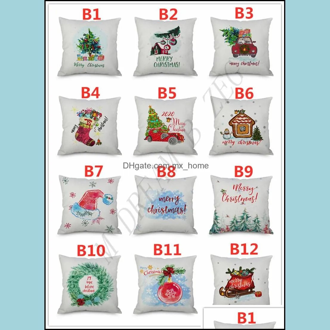 202 Designs Pillow Case Santa Claus Christmas Tree Snowman Elk Pillow Case Colorful Pillow Cover Home Sofa Car Decor Pillowcase