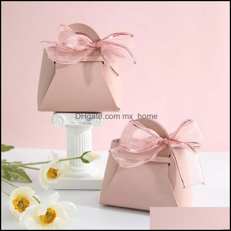 Gift Wrap 5/10PCS Creative Leather Gifts Box With Ribbon Wedding Favors And Candy Boxes For Birthday Party Supplies Chocolate Package