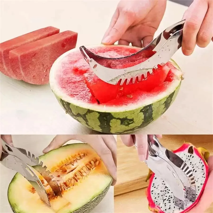 Stainless Steel Watermelon Slicer Server, Fruit Corer & Separator