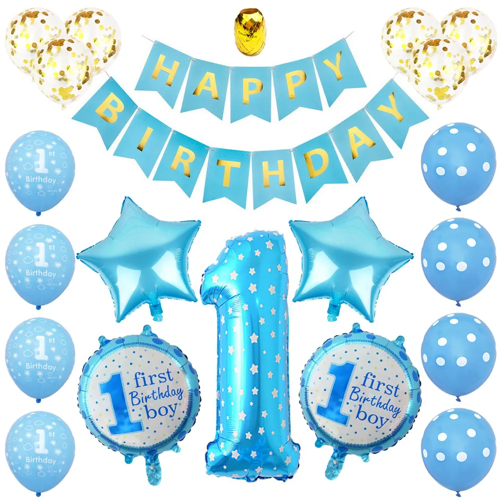 Blue & Gold 1st Birthday Decor Kit  First birthday decorations boy, Boy birthday  decorations, 1st boy birthday