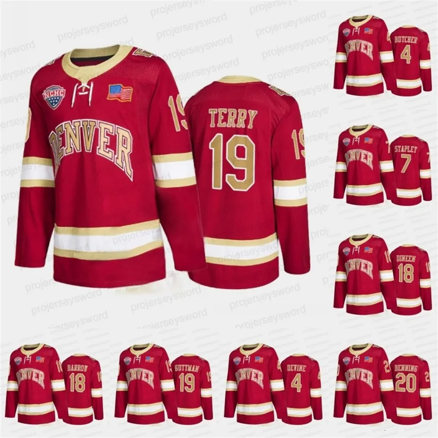 Mit vintage college hockey jersey lane krenzen mike benning troy terry cole guttman ryan barrow kevin dineen brett staplley kommer slaktare jack devine