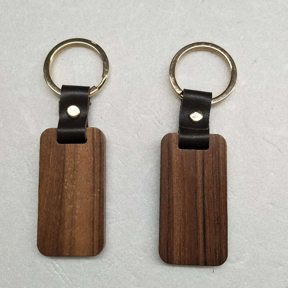 Personalized Leather Keychain Key Rings Pendant Beech Wood Carving Keychains Luggage Decoration Key Ring DIY Thanksgiving Father`s Day Gift k1075