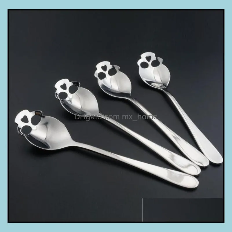 Stainless Coffee Spoon Skull Shape Dessert Spoon Food Grade Stainless Ice Cream Candy Tea Spoon 15.1*3.4*0.25cm