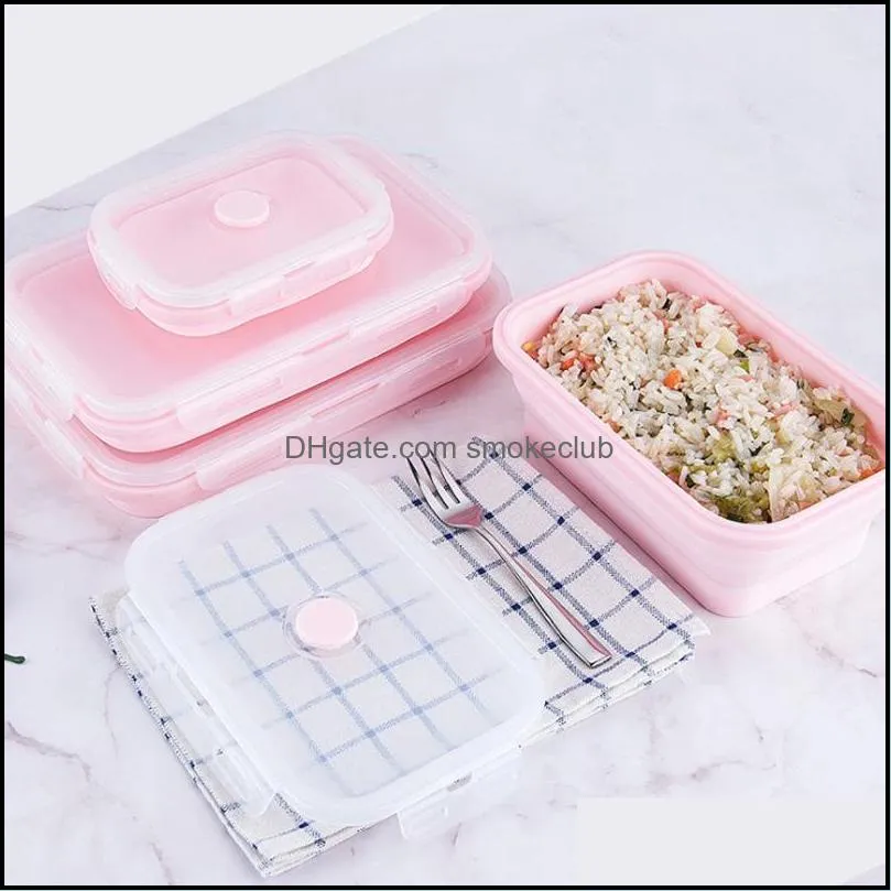 4 pcs Silicone Lunch Box Portable Bowl Colorful Folding Food Container Lunchbox 350/500/800/1200ml Eco-Friendly 220228