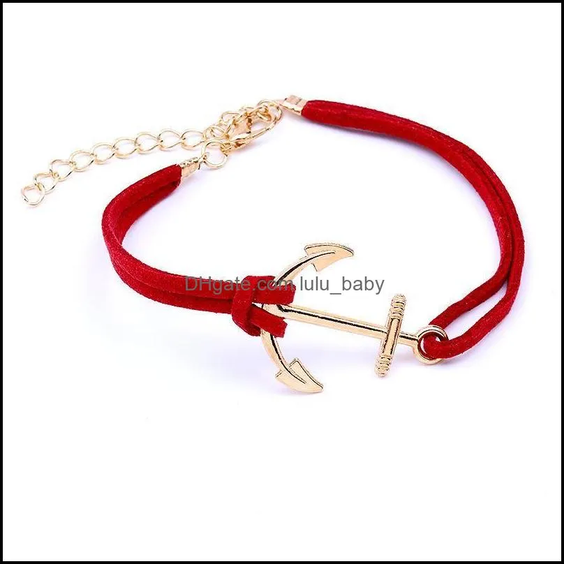 anchor bracelets for women men masculina rope 8 leather bracelets