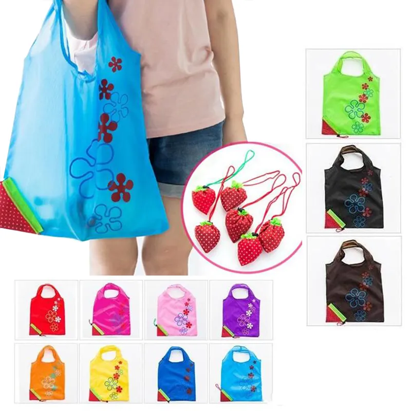 Portable Creative Strawberry Storage Bag Eco-Friendly Folding Shopping Bag Handbag Reusable