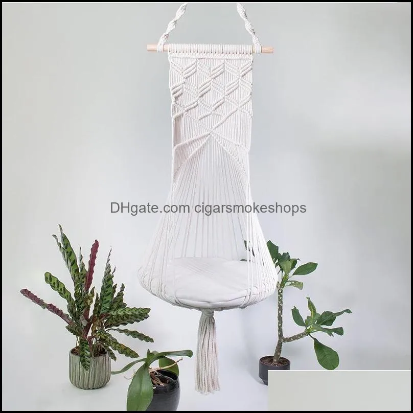 Katt swing hängmatta boho stil bur säng handgjorda hängande sömnstolstolar Tassel katter leksak spela bomull rep husdjur hus droppe leverans239t