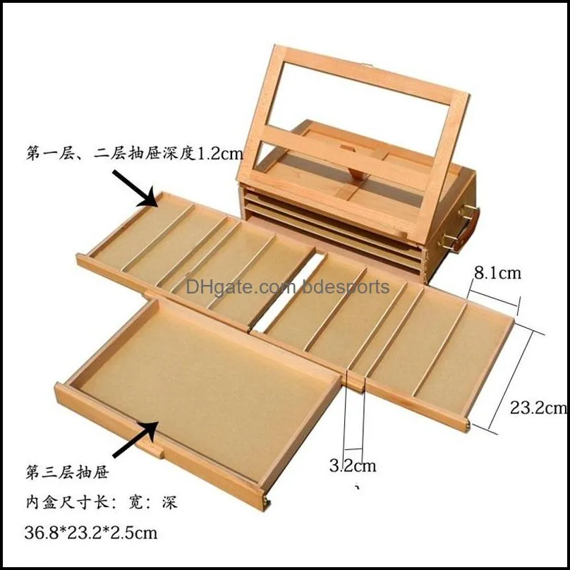 Art Adjustable Artist Beech Wooden Tabletop Sketch Box Easel 3-Drawer Portable 660 S2