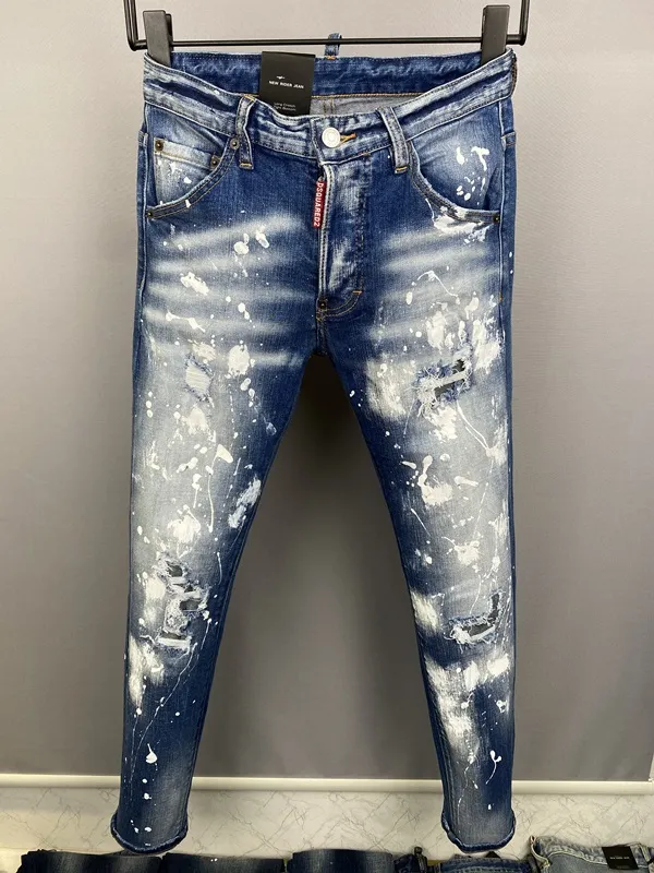 2022 Nouveaux Hommes Jeans Trou Bleu Clair Gris Foncé Italie Marque Homme Long Pantalon Pantalon Streetwear denim Maigre Slim Droite Biker Jean pour D2 Top qualité taille 28-38 9853