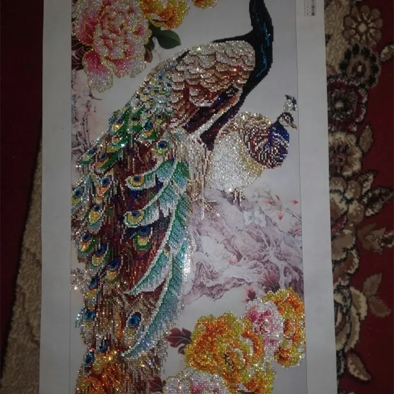 2018 NY DIY 5D Diamond Embroidery Diamond Mosaic Two Peacocks Round Diamond Målning Cross Stitch Kit Home Decoration for Gift T200111