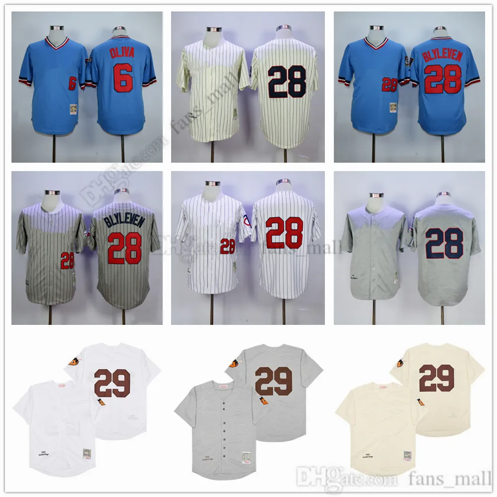 فيلم 1938 Throwback Baseball Jersey Vintage 28 Bert Blyleven Jerseys 29 ROD CAREW 6 Tony Oliva Stitched Treatable Sport Shirt Sale Sale High