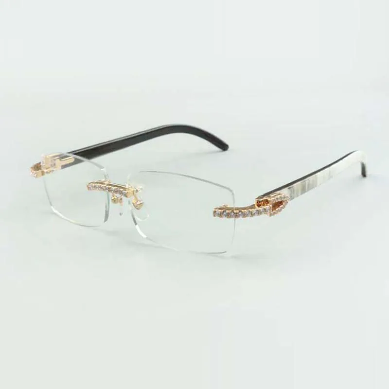 Lunettes de soleil infinies buffs diamants montures de lunettes de soleil 35012 avec pattes en cornes de buffle hybrides naturelles et lentille 56 mm QC6J